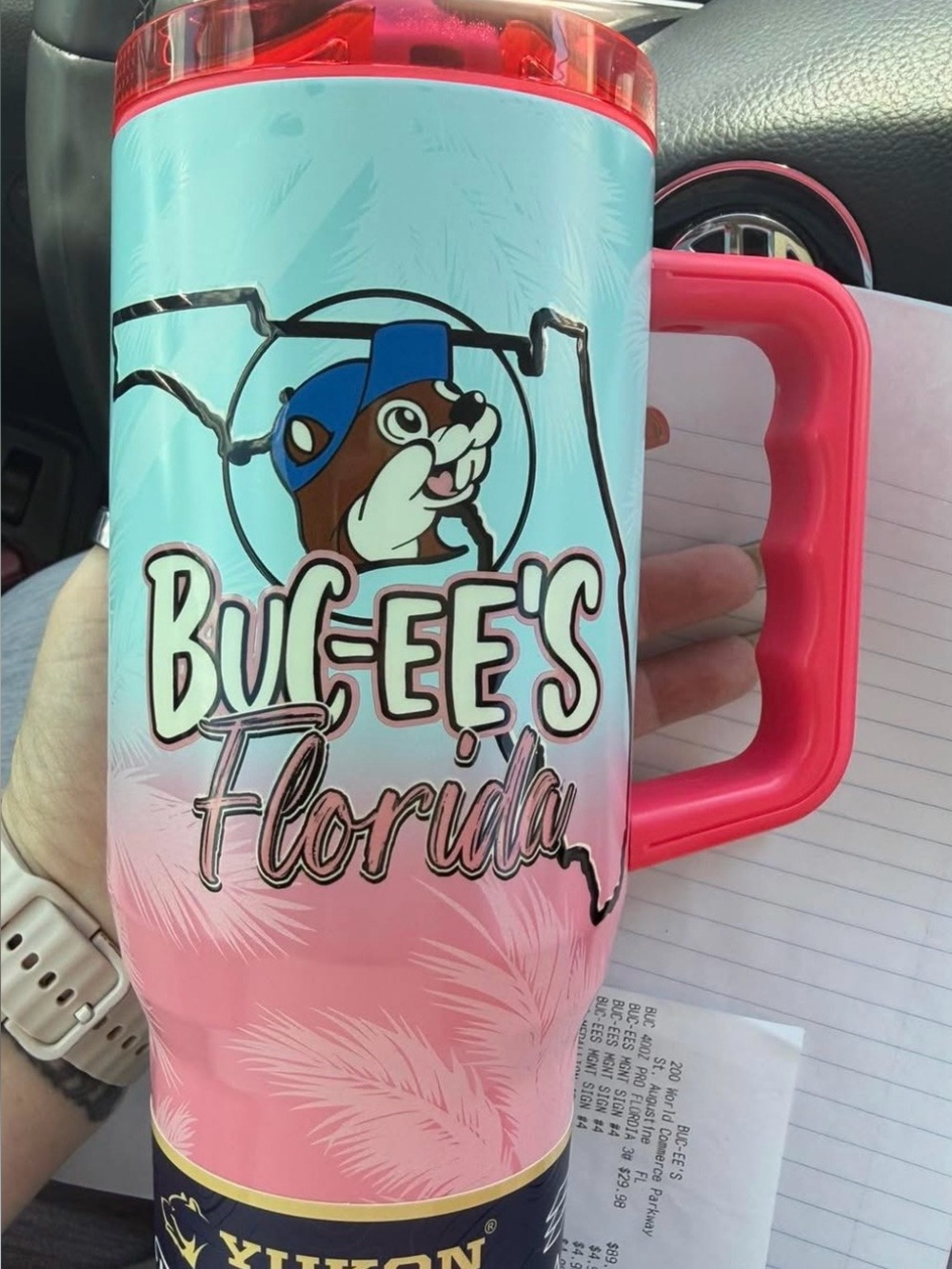 Buc-ee's Florida Pink & Aqua Travel Mug